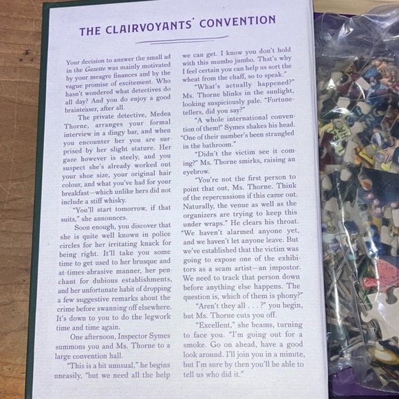 Puzzle: mystery solve the case 500 piece Clairvoyant convention Chronicle Books - Picture 8 of 16
